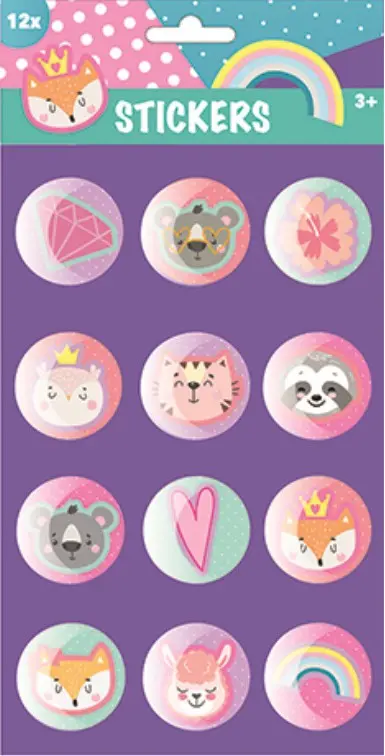 Állatos bubble matrica 12 db-os flitterrel termékfotó