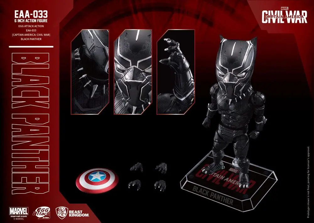 Amerika Kapitány Civil War Egg Attack Black Panther akciófigura 15 cm termékfotó