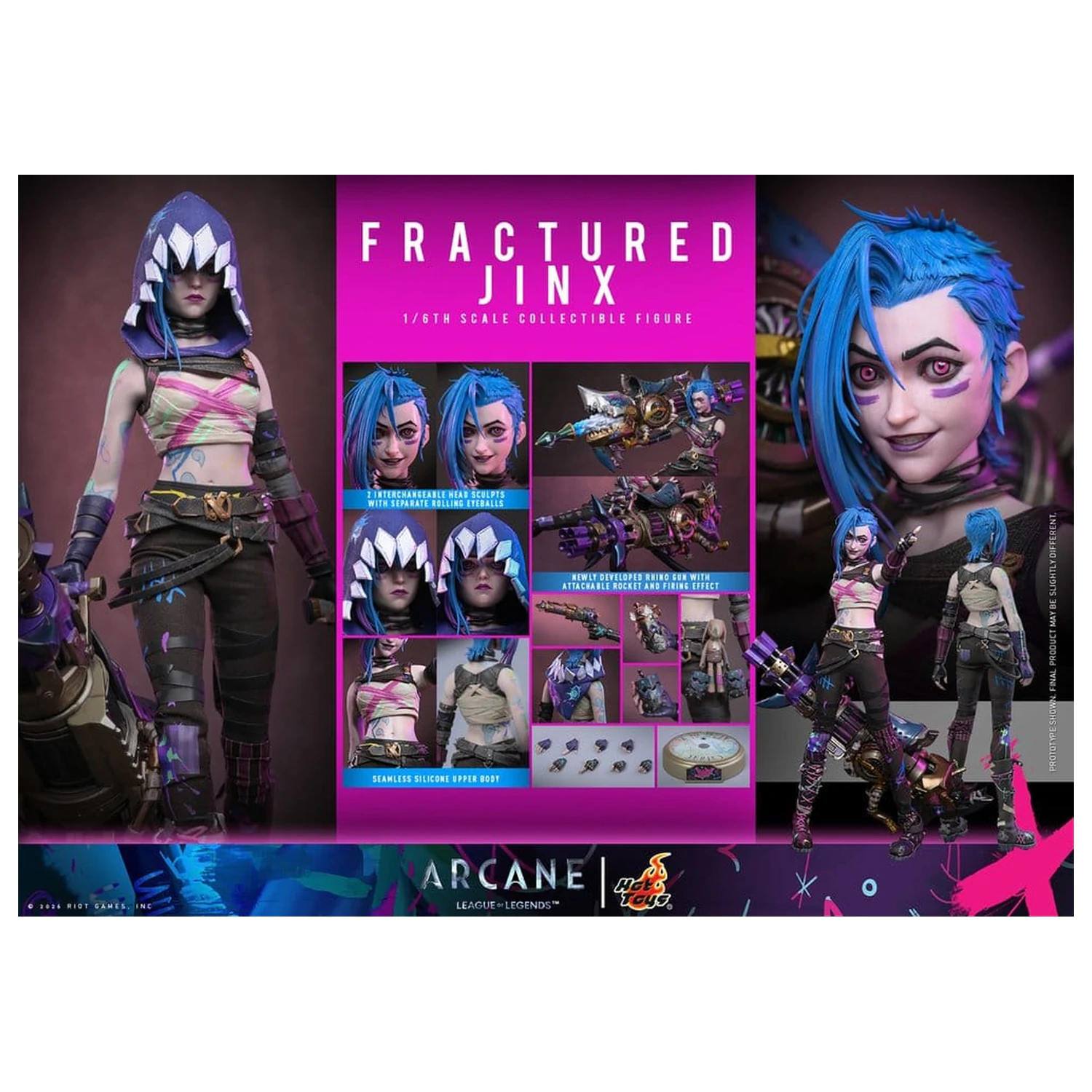 Arcane 1/6 Fractured Jinx akciófigura 28 cm termékfotó