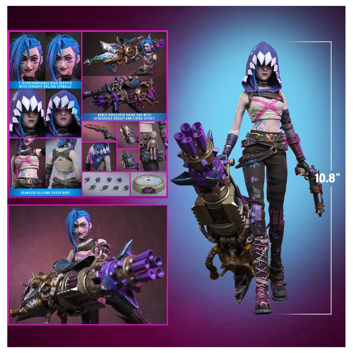 Arcane 1/6 Fractured Jinx akciófigura 28 cm termékfotó