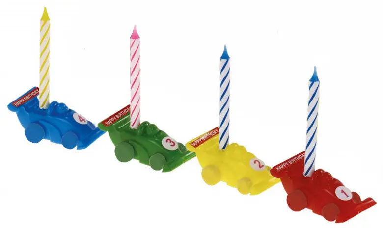 Autós Színes Happy Birthday 4 db-os gyertya szett termékfotó