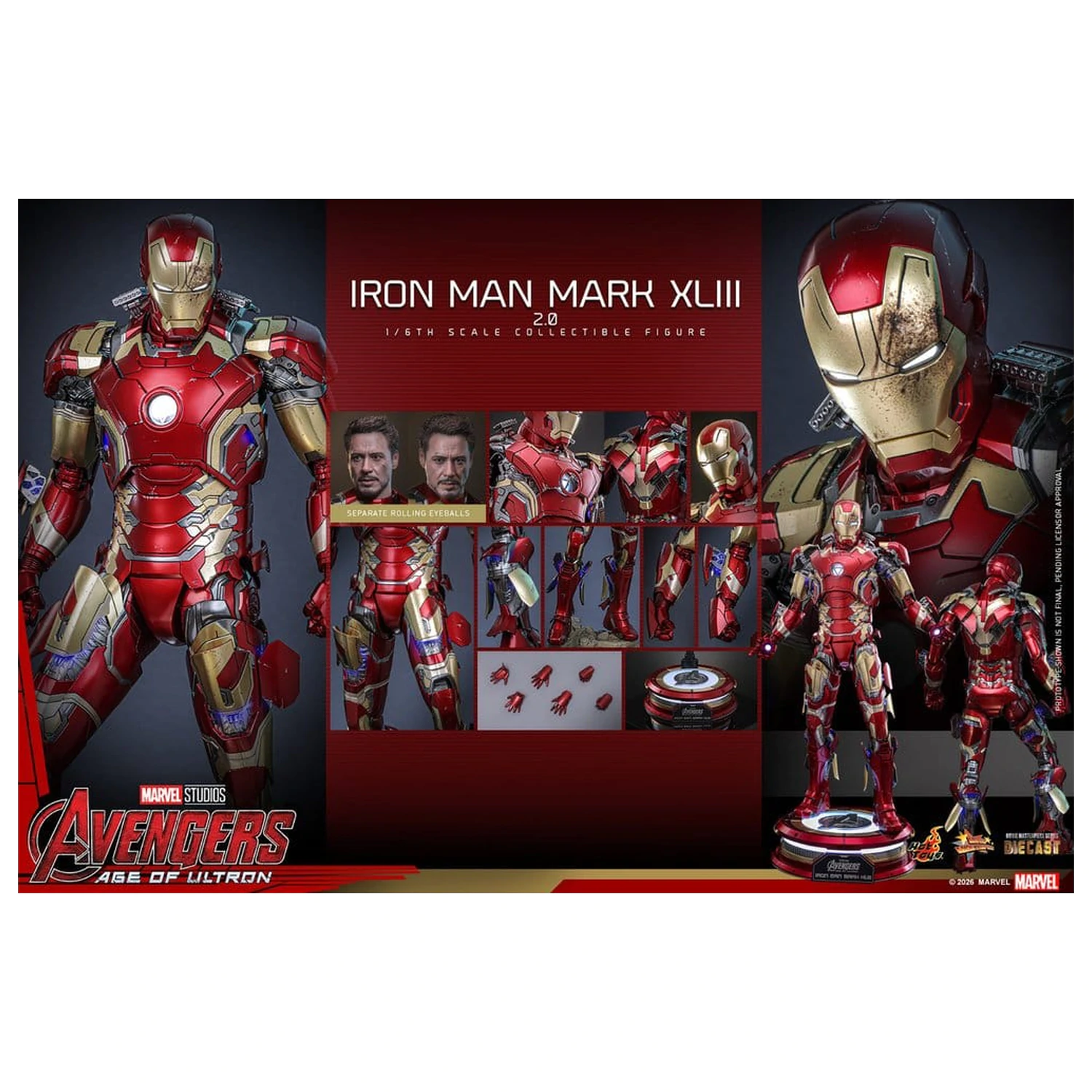 Avengers: Age of Ultron Movie Masterpiece Diecast akciófigura 1/6 Iron Man Mark XLIII (2.0) 32 cm termékfotó