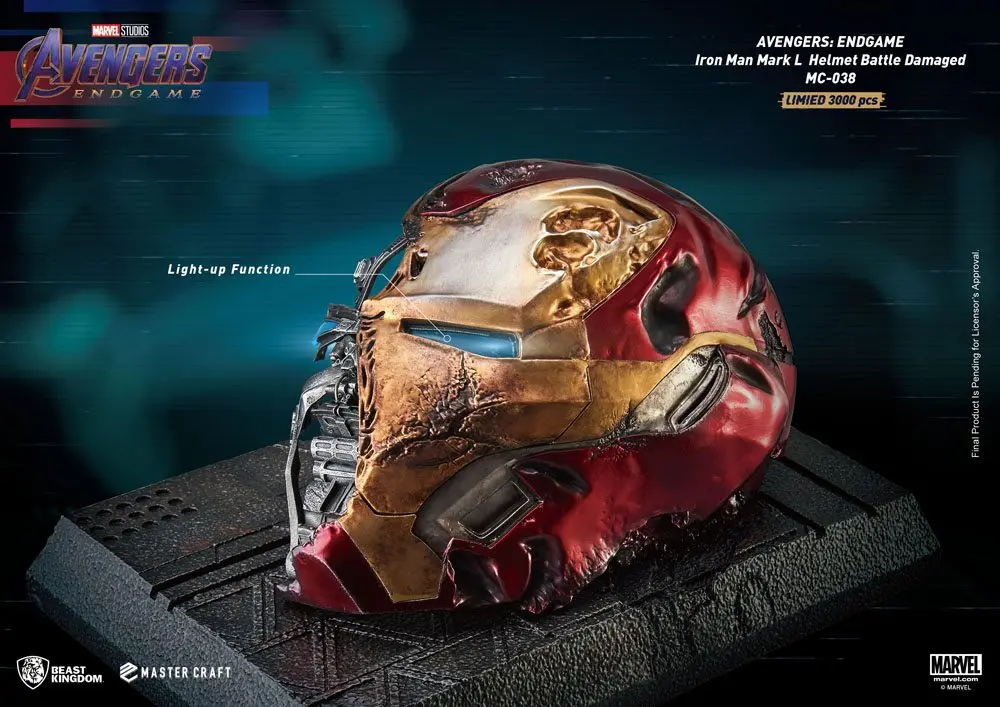 Avengers Endgame Master Craft Iron Man Mark50 Helemt Battle Damaged szobor figura 22 cm termékfotó