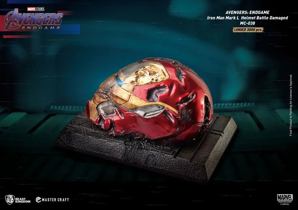 Avengers Endgame Master Craft Iron Man Mark50 Helemt Battle Damaged szobor figura 22 cm termékfotó