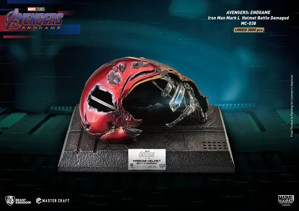 Avengers Endgame Master Craft Iron Man Mark50 Helemt Battle Damaged szobor figura 22 cm termékfotó