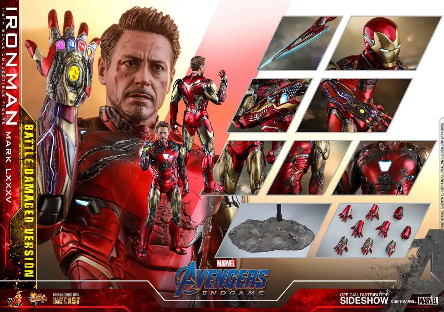 Avengers: Endgame MMS Diecast 1/6 Iron Man Mark LXXXV Battle Damaged Ver. akciófigura 32 cm termékfotó