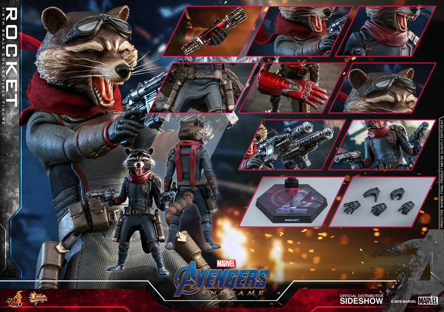 Avengers: Endgame Movie Masterpiece 1/6 Rocket akciófigura 16 cm termékfotó