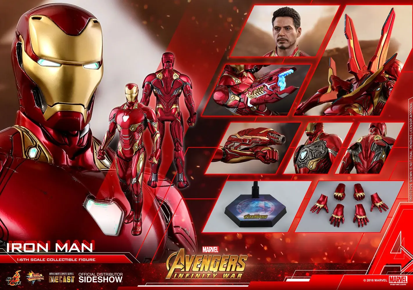 Avengers Infinity War Diecast Movie Masterpiece 1/6 Iron Man akciófigura 32 cm termékfotó