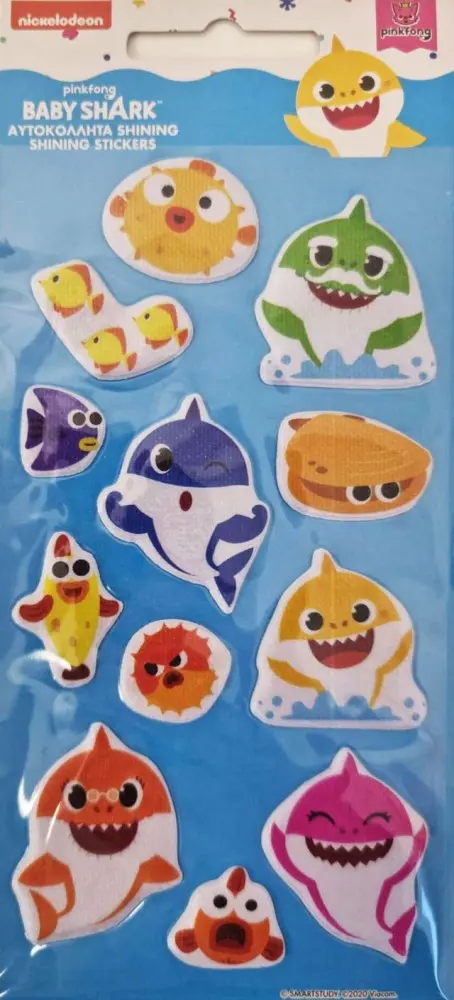 Baby Shark csillogó pufi szivacs matrica szett termékfotó