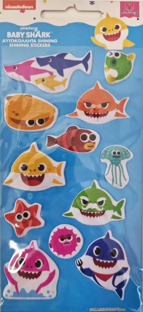 Baby Shark csillogó pufi szivacs matrica szett termékfotó