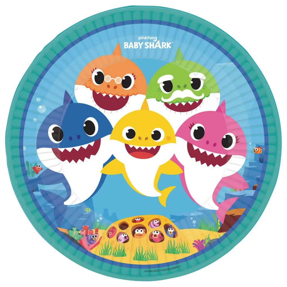 Baby Shark papírtányér 8 db-os 23 cm termékfotó