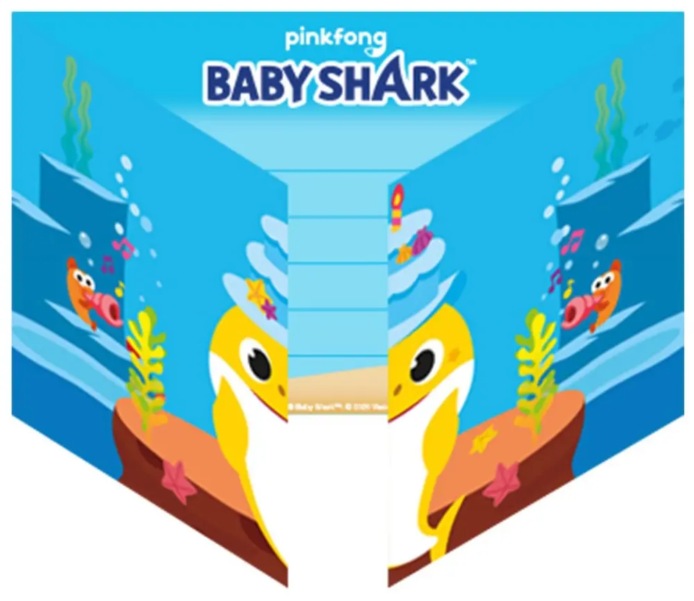 Baby Shark Party meghívó 8 db-os termékfotó