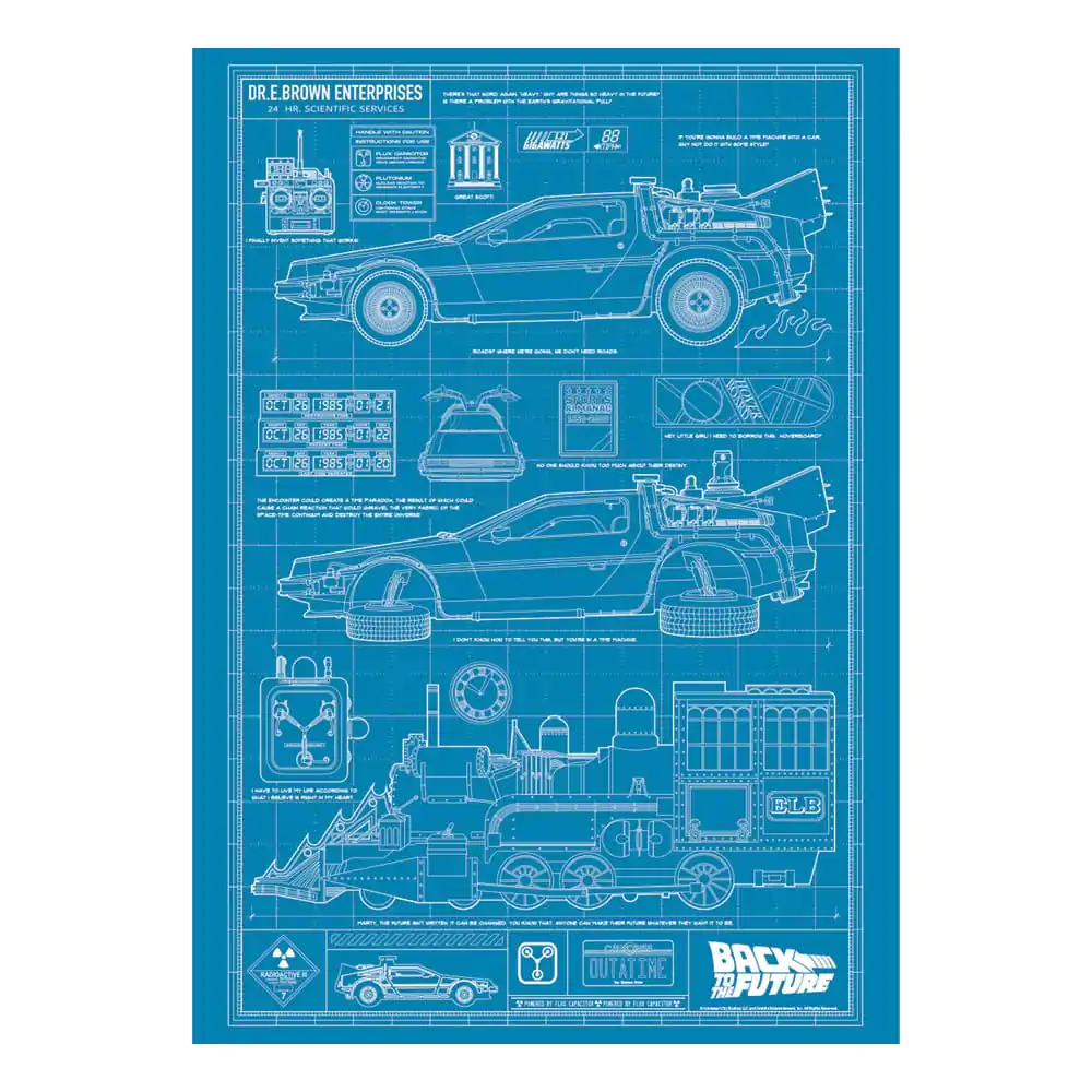 Back To The Future Art Print Time Machine Blueprint poszter Limitált kiadás 42 x 30 cm termékfotó