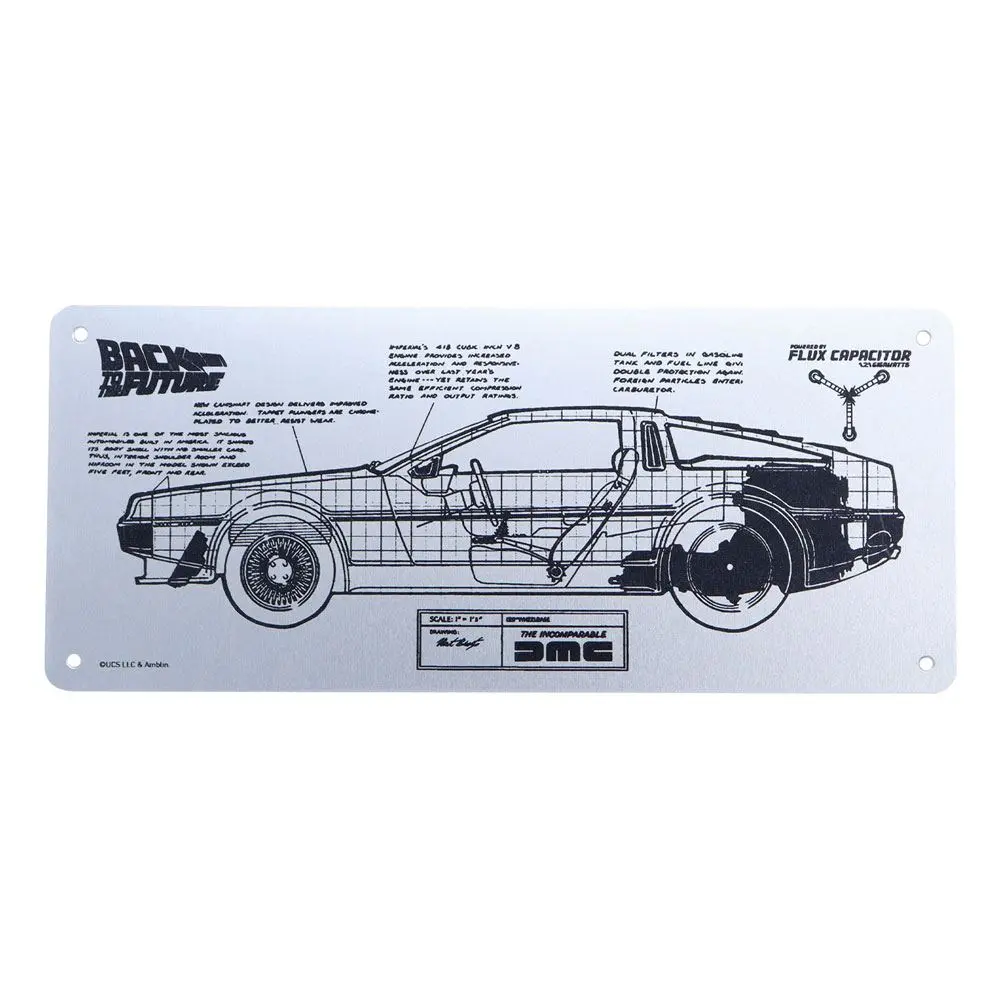 Back to the Future DeLorean Schematic fémtábla termékfotó