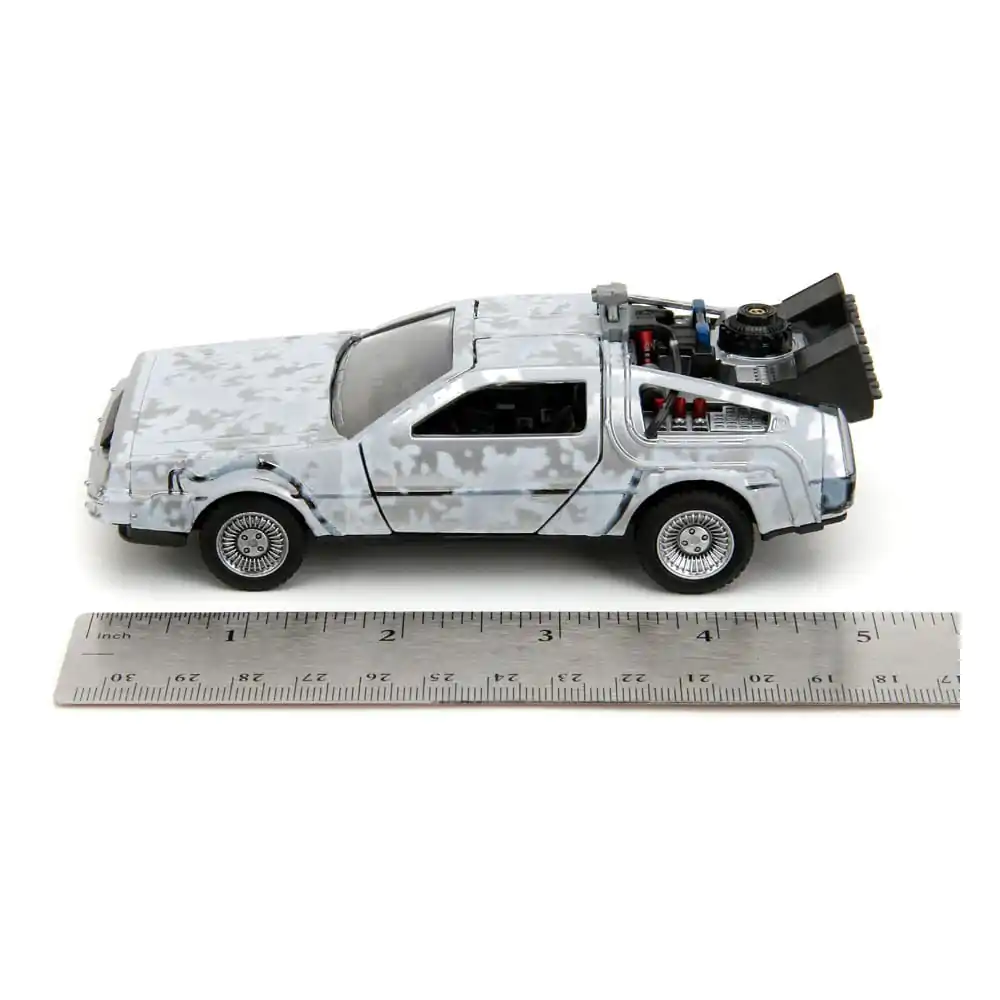 Back to the Future Hollywood Rides Diecast Model 1/32 DeLorean Time Machine Frost termékfotó