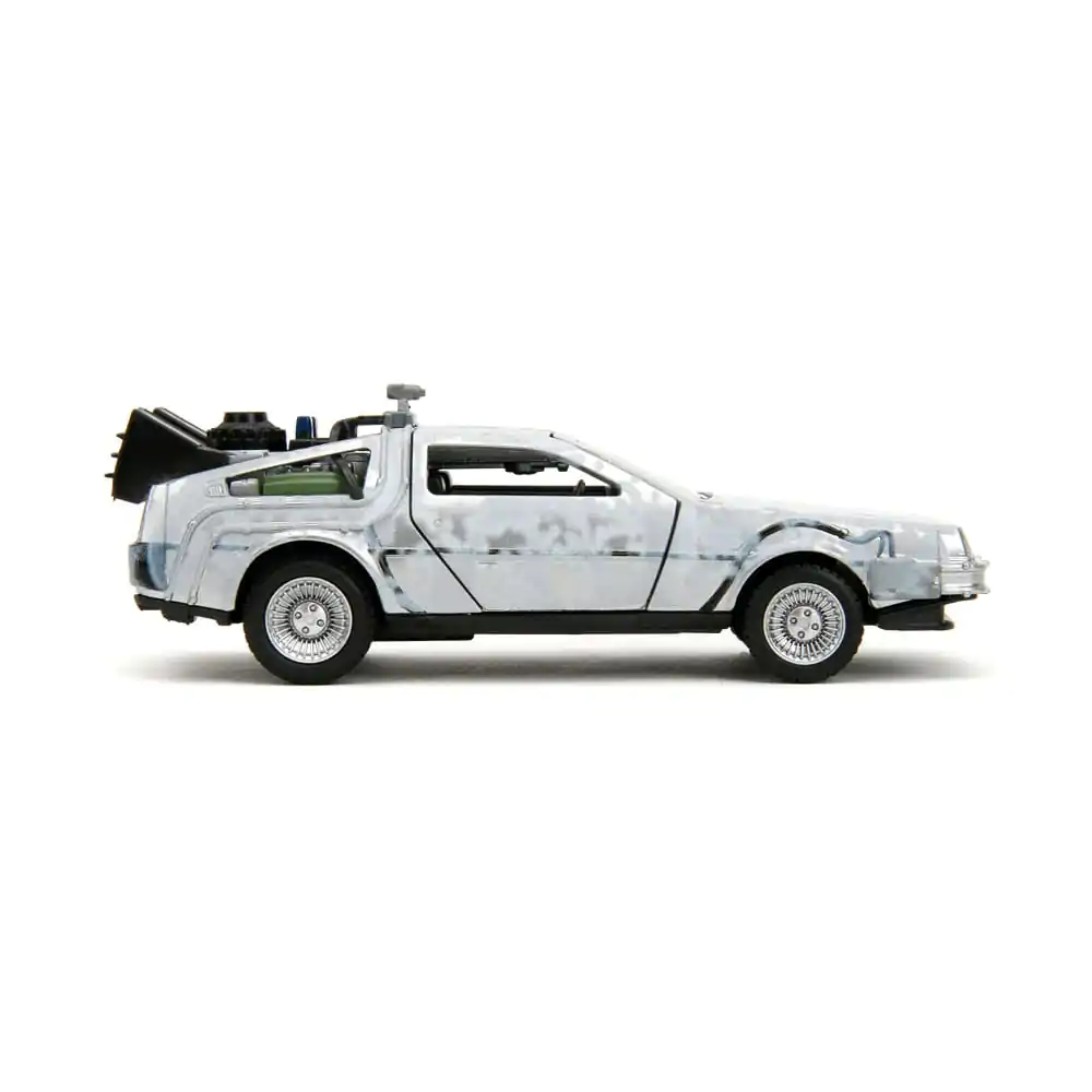 Back to the Future Hollywood Rides Diecast Model 1/32 DeLorean Time Machine Frost termékfotó