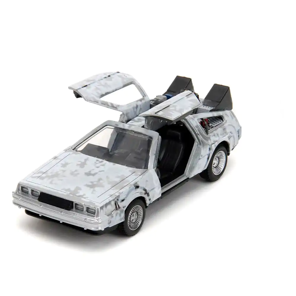 Back to the Future Hollywood Rides Diecast Model 1/32 DeLorean Time Machine Frost termékfotó