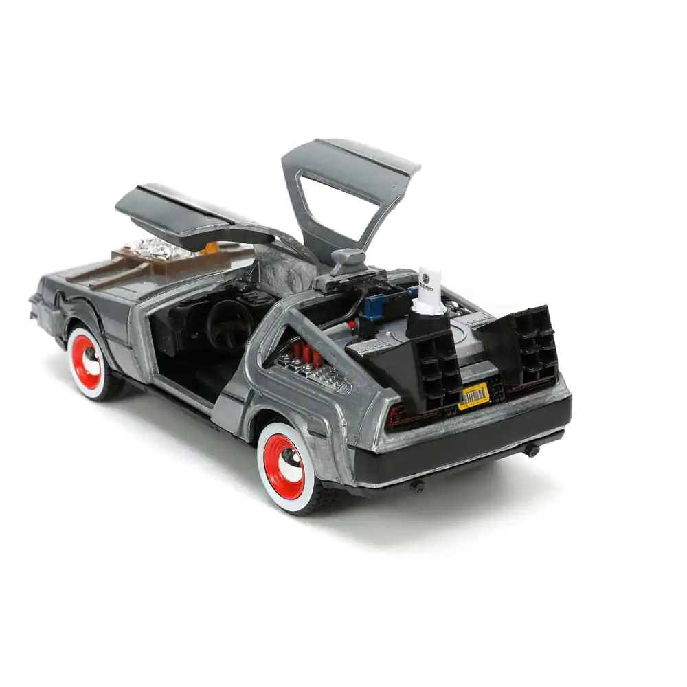 Back to the Future III Hollywood Rides Diecast Model 1/32 DeLorean Time Machine Free Rolling termékfotó