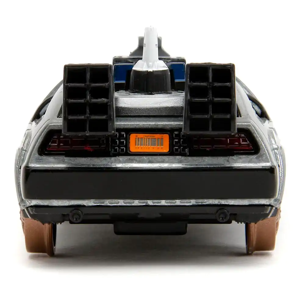 Back to the Future III Hollywood Rides Diecast Model 1/32 DeLorean Time Machine Railroad Wheels termékfotó