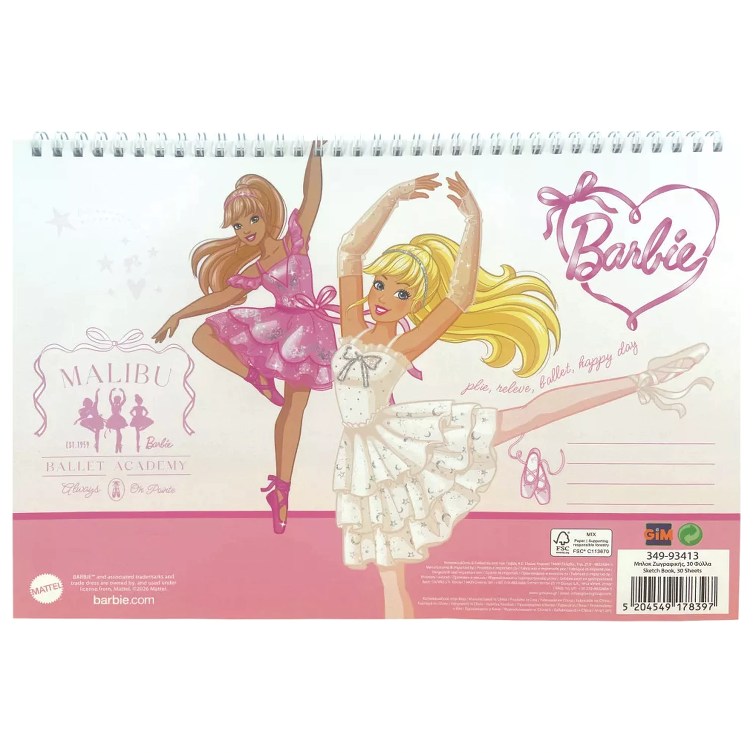 Barbie Ballerina A/4 spirál vázlatfüzet, 30 lapos termékfotó