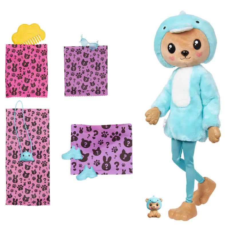 Barbie Chelsea Cutie Reveal Serie Costumes Dolphin Bear játék baba termékfotó