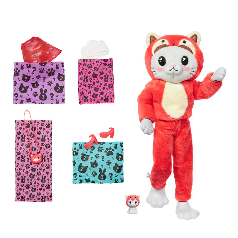 Barbie Chelsea Cutie Reveal Serie Costumes Red Panda Kitten játék baba termékfotó