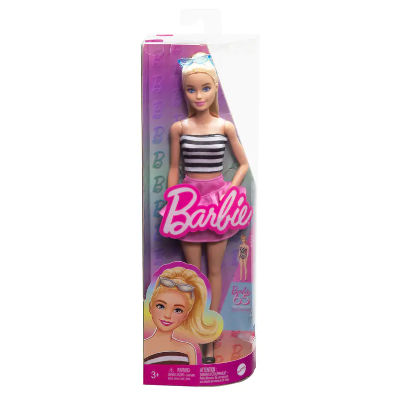 Barbie Fashionista Top Striped Pink Skirt játék baba termékfotó