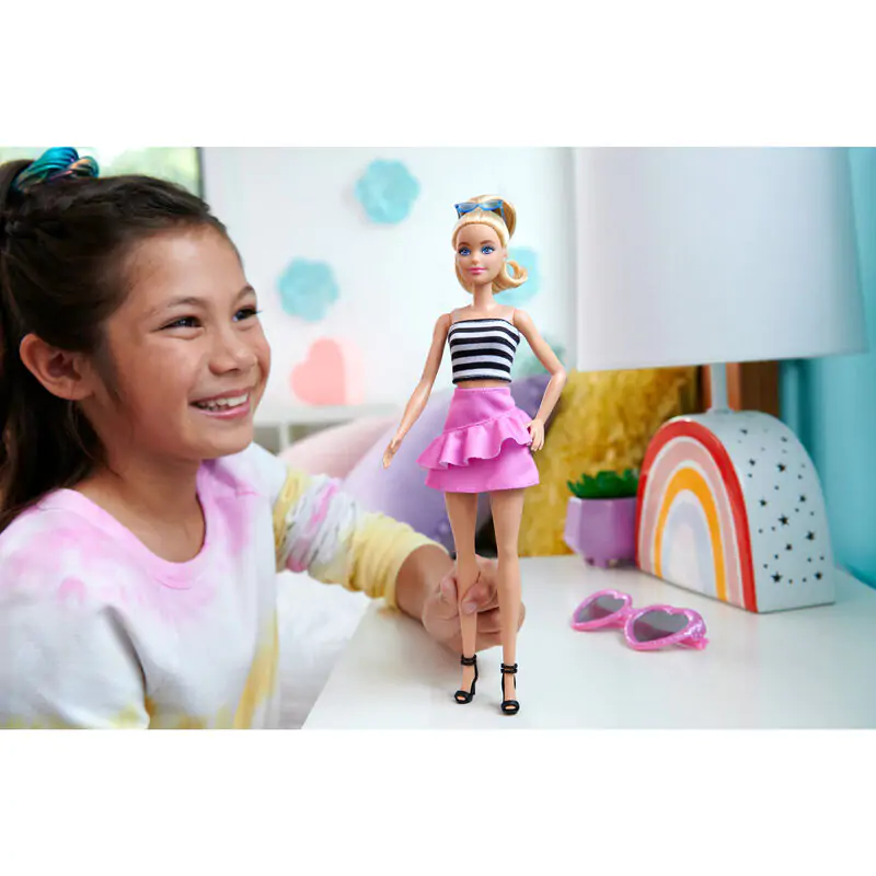 Barbie Fashionista Top Striped Pink Skirt játék baba termékfotó