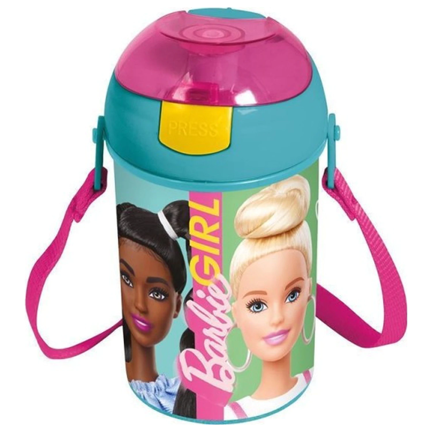 Barbie Happy Thoughts műanyag szívószálas kulacs akasztóval 450 ml termékfotó