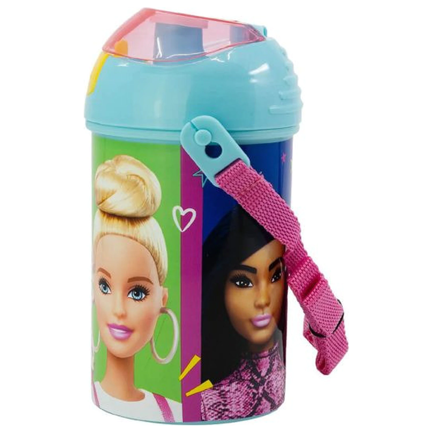 Barbie Happy Thoughts műanyag szívószálas kulacs akasztóval 450 ml termékfotó