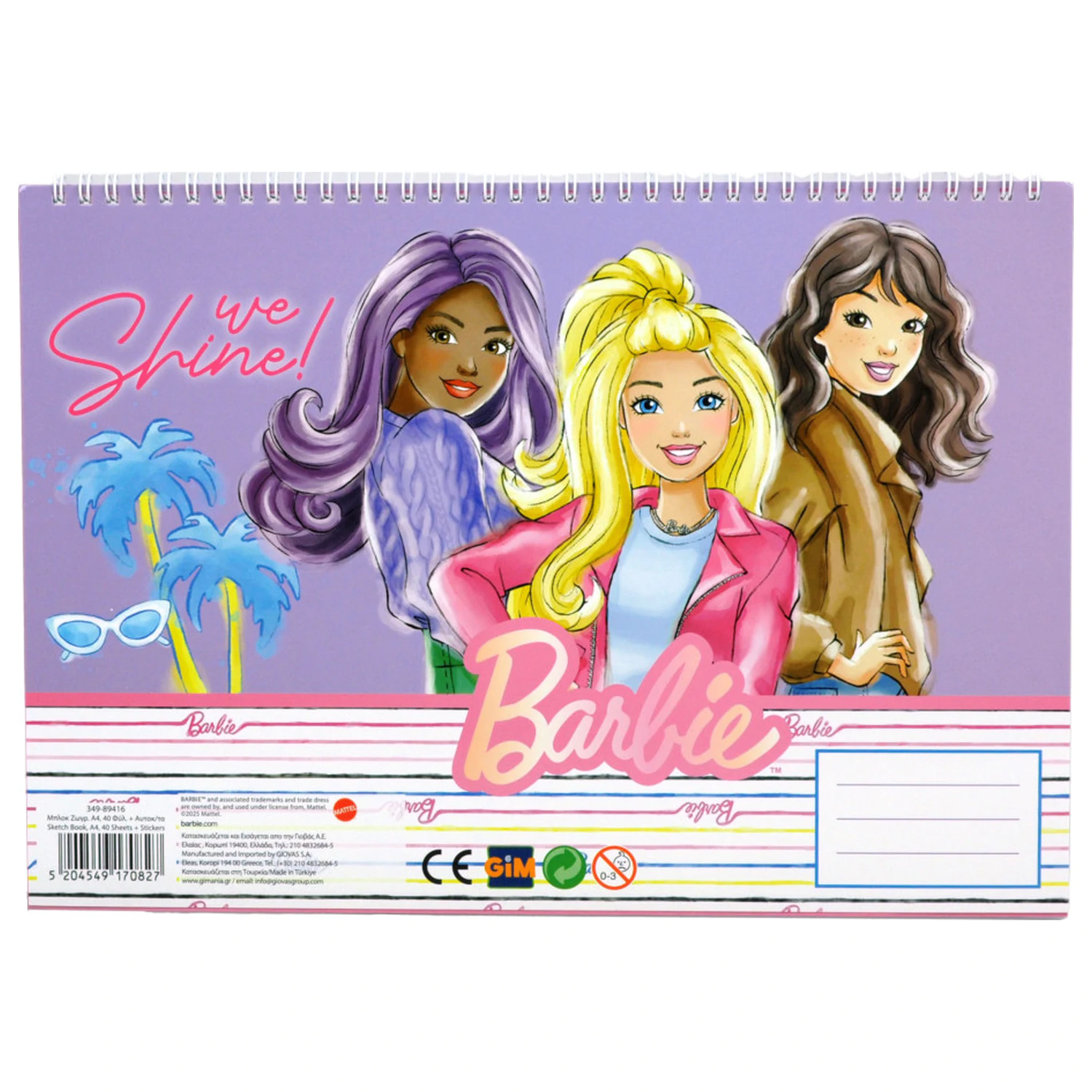 Barbie Paints A/4 spirál vázlatfüzet 40 lapos matricával termékfotó