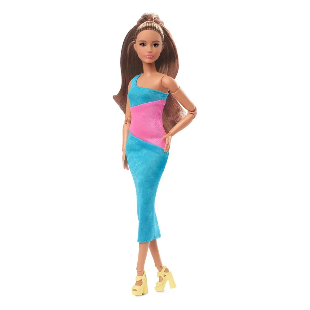 Barbie Signature Barbie Looks Doll Model #15 Brunette Ponytail, Turquoise/Pink Dress termékfotó