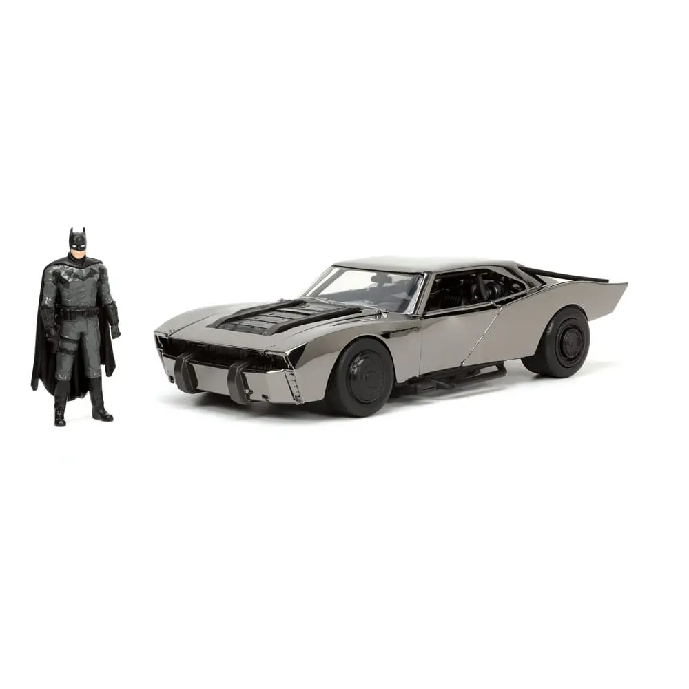 Batman 2022 Hollywood Rides Diecast Model 1/24 2022 Batmobil Black Chrome Convention Exkluzív és figura termékfotó