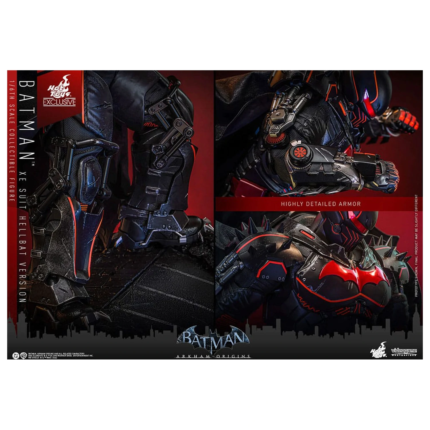 Batman Arkham Origins Videogame Masterpiece 1/6 XE Suit Hellbat Version akciófigura 33 cm termékfotó