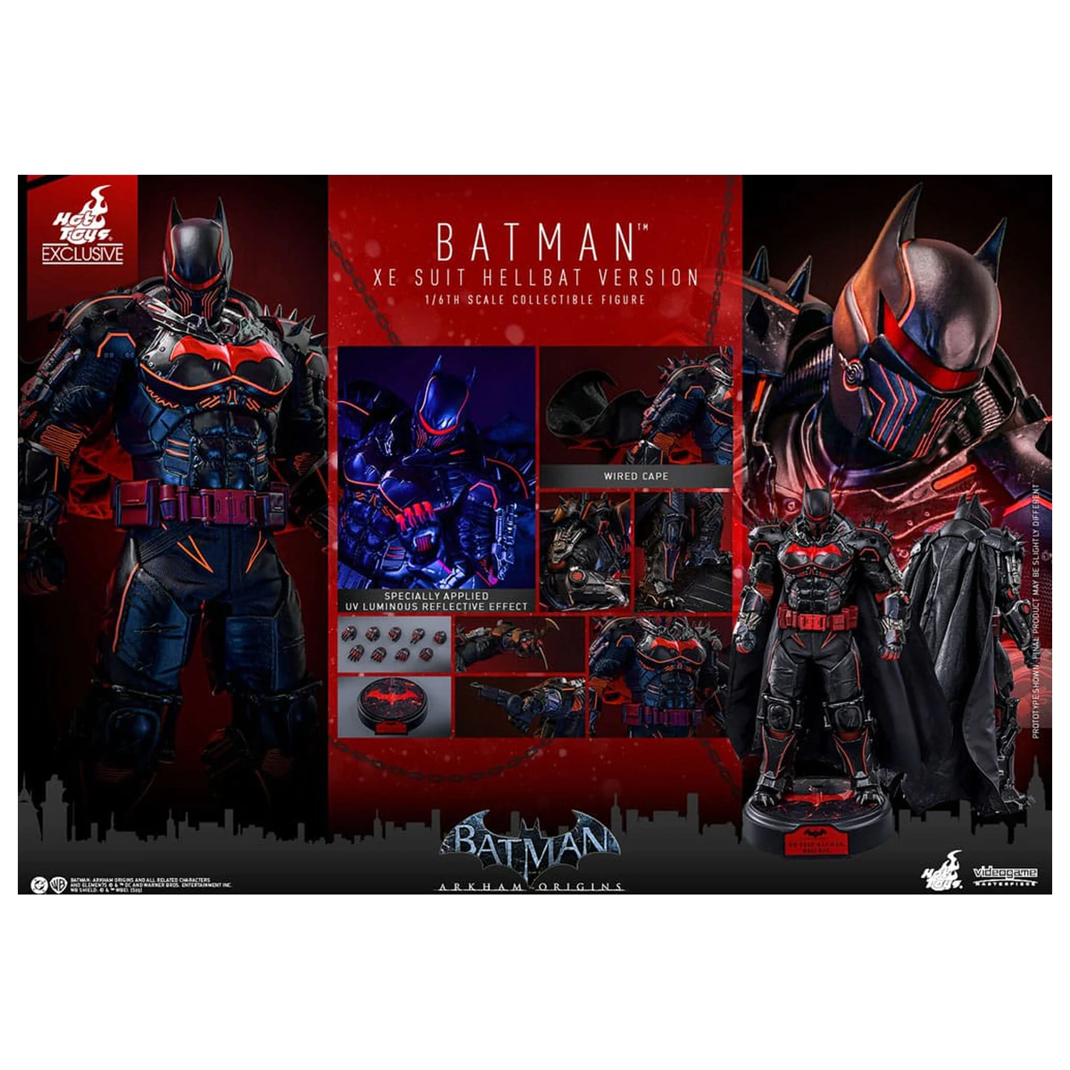 Batman Arkham Origins Videogame Masterpiece 1/6 XE Suit Hellbat Version akciófigura 33 cm termékfotó