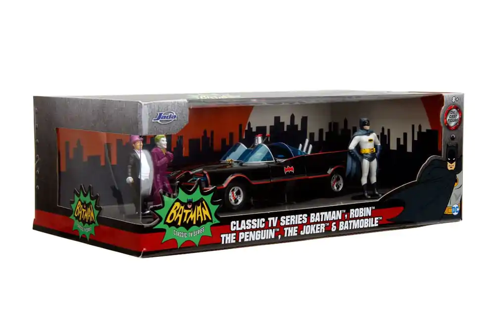 Batman Diecast Model 1/24 Pack of 5 Classic TV Series Batman, Robin, Joker, Penguin figurák és Batmobile termékfotó