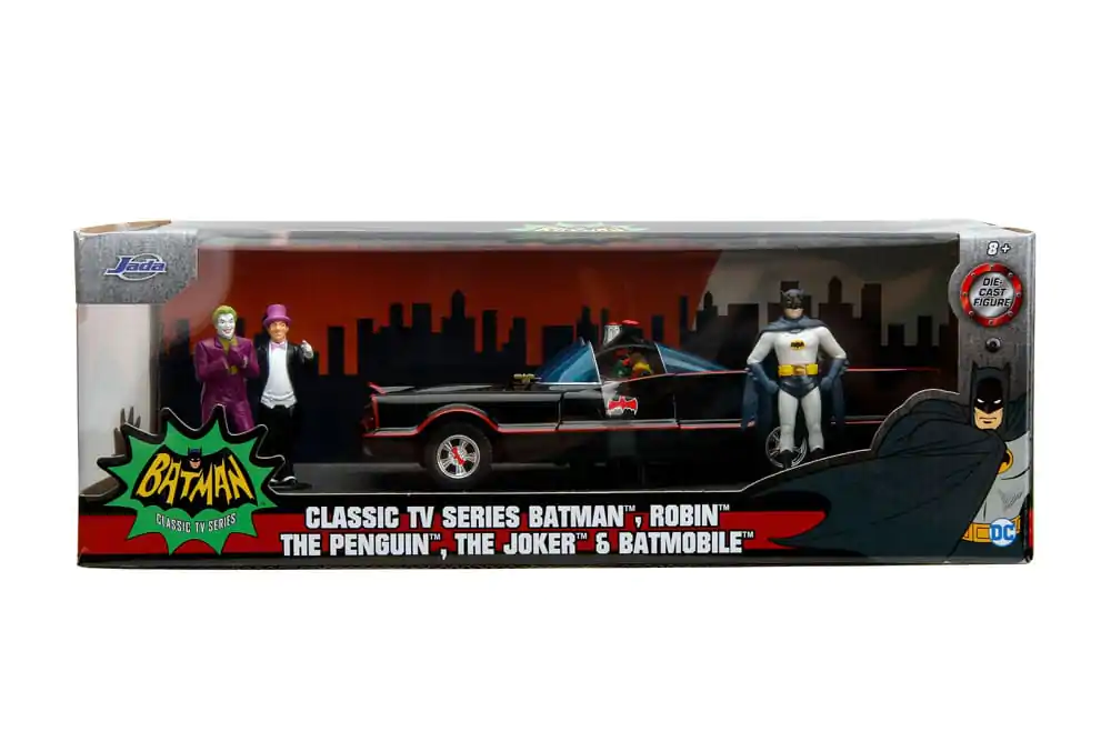 Batman Diecast Model 1/24 Pack of 5 Classic TV Series Batman, Robin, Joker, Penguin figurák és Batmobile termékfotó