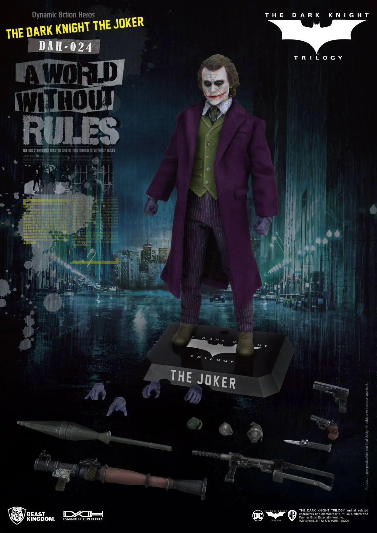 Batman The Dark Knight Dynamic 8ction Heroes 1/9 The Joker akciófigura 21 cm termékfotó