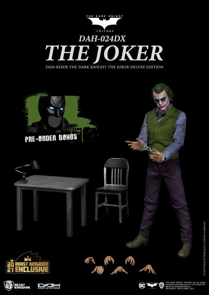 Batman The Dark Knight Dynamic 8ction Heroes 1/9 The Joker Deluxe Version akciófigura 21 cm termékfotó