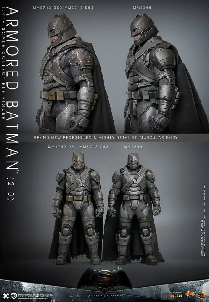 Batman v Superman: Dawn of Justice Movie Masterpiece 1/6 Armored Batman 2.0 akciófigura 33 cm termékfotó