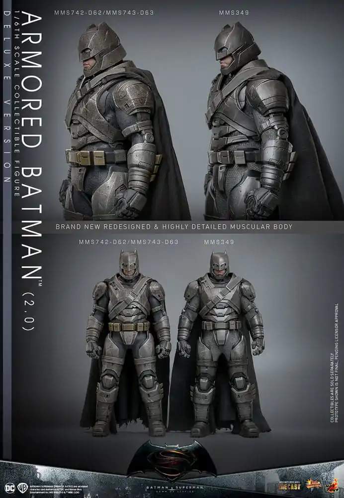 Batman v Superman: Dawn of Justice Movie Masterpiece 1/6 Armored Batman 2.0 (Deluxe Version) akciófigura 33 cm termékfotó