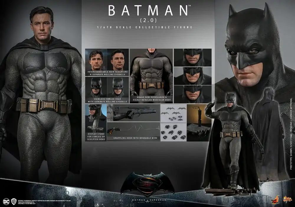 Batman v Superman: Dawn of Justice Movie Masterpiece 1/6 Batman 2.0 akciófigura 32 cm termékfotó