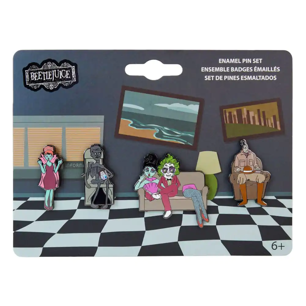 Beetlejuice Enamel Pins Waiting Room 4 db-os zománcozott kitűző csomag 3 cm termékfotó