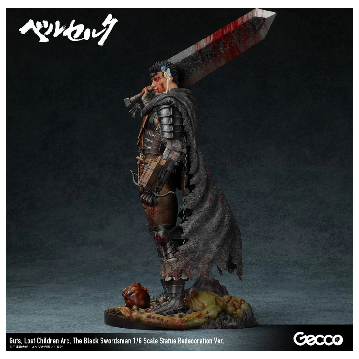 Berserk 1/6 Guts Lost Children Arc The Black Swordsman Redecoration Ver. szobor figura 38 cm termékfotó