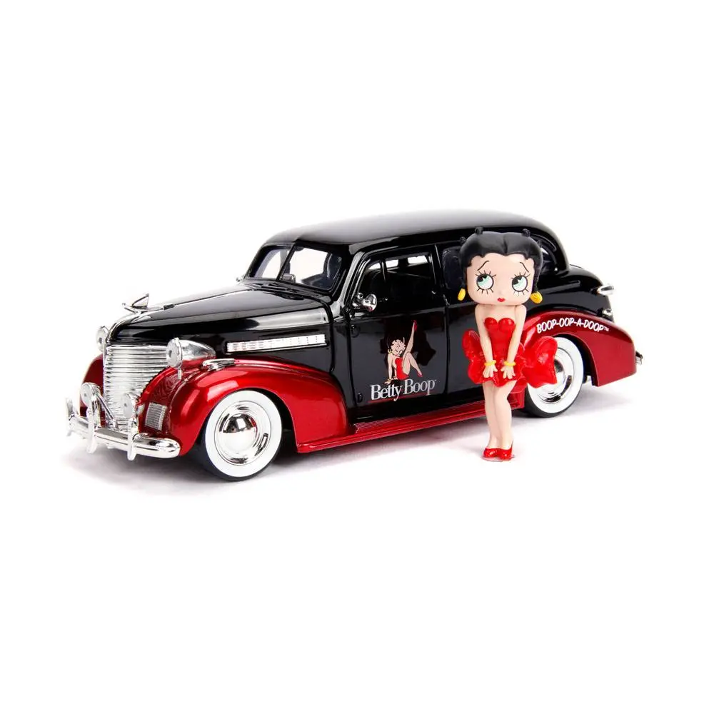 Betty Boop Hollywood Rides Diecast Model 1/24 1939 Chevy Master Deluxe with figura termékfotó