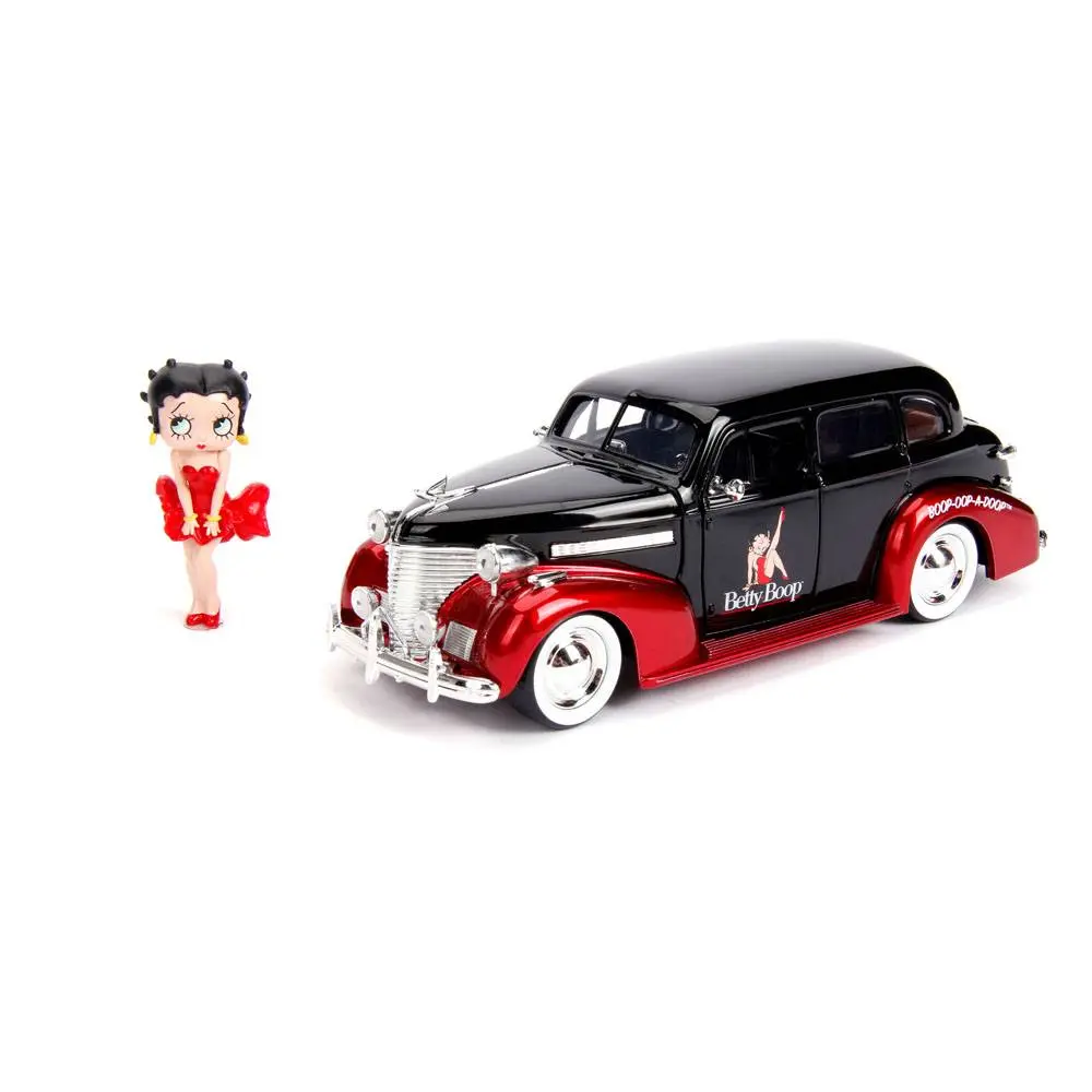 Betty Boop Hollywood Rides Diecast Model 1/24 1939 Chevy Master Deluxe with figura termékfotó