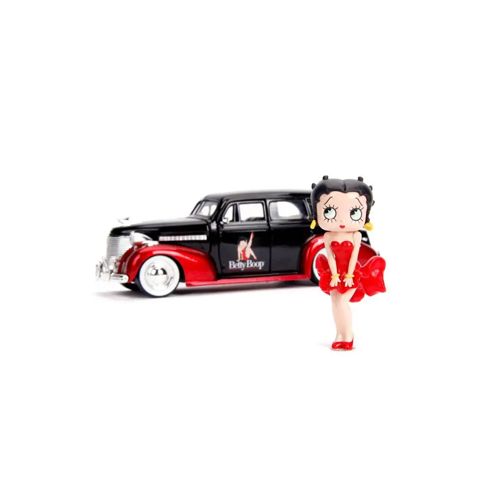 Betty Boop Hollywood Rides Diecast Model 1/24 1939 Chevy Master Deluxe with figura termékfotó