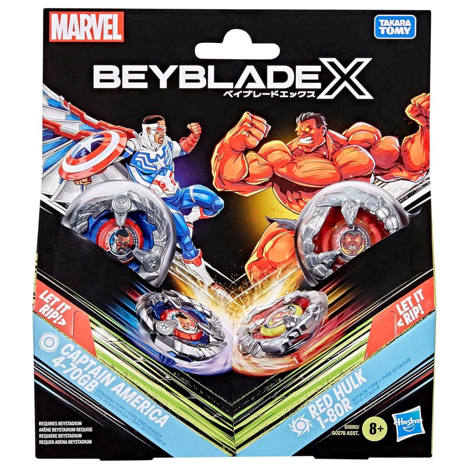 Beyblade X Amerika Kapitány 4-70GB & Red Hulk 1-80R kit game termékfotó