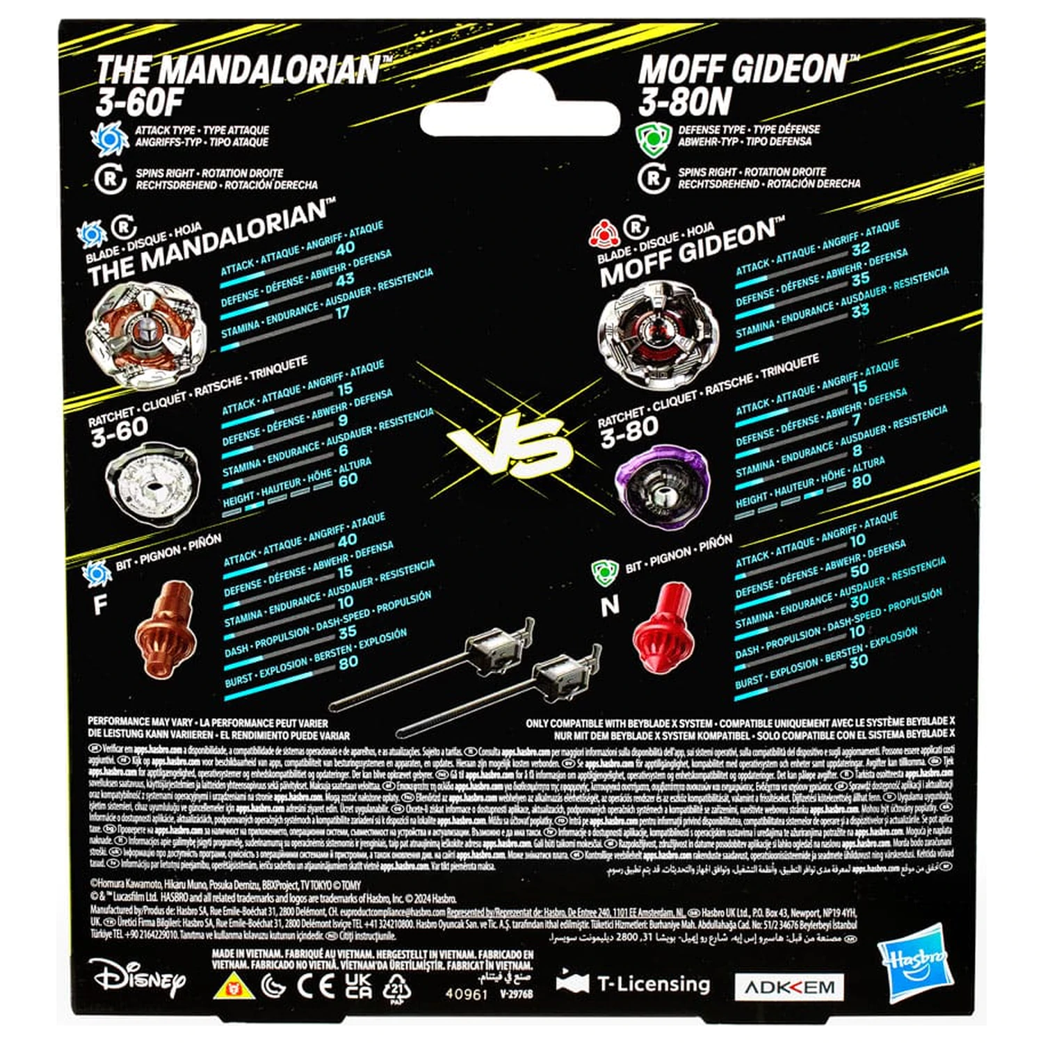 Beyblade X and Star Wars Collab The Mandalorian 3-60F vs. Moff Gideon 3-80N termékfotó