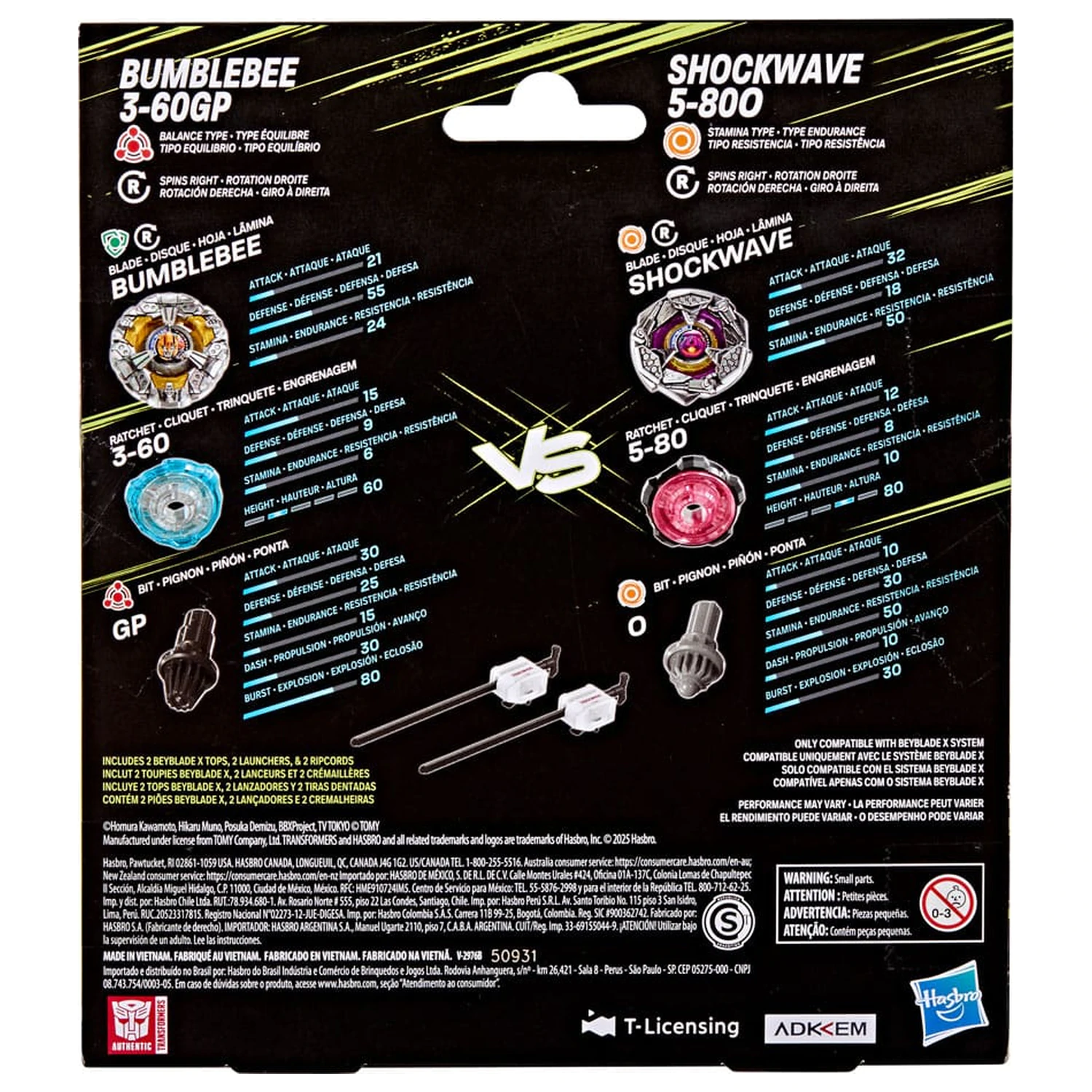 Beyblade X and Transformers Collab Bumblebee 3-60GP vs. Shockwave 5-80O termékfotó